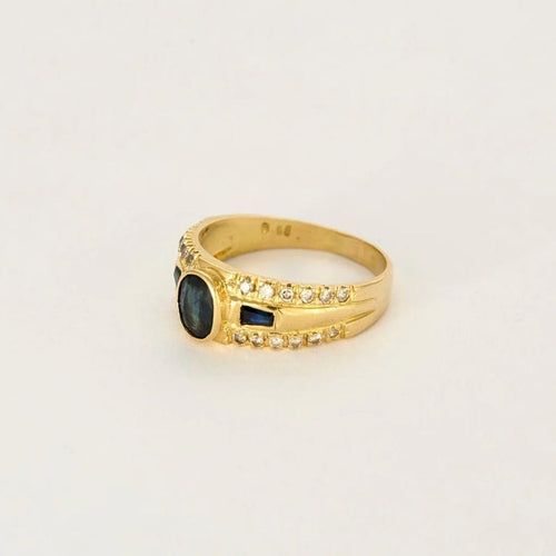 Bague 57 Bague jonc en or jaune 750 sertie de diamants et saphirs 58 Facettes LP1294/13