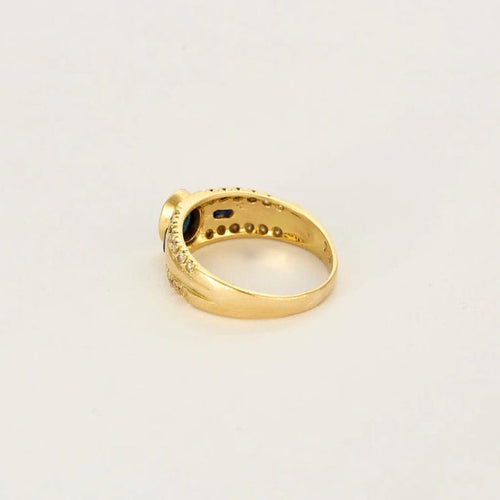Bague 57 Bague jonc en or jaune 750 sertie de diamants et saphirs 58 Facettes LP1294/13