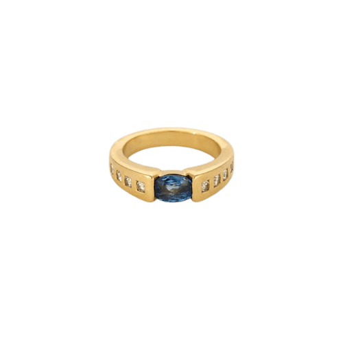 Bague 53.5 Bague jonc en or jaune 18 carats avec saphir et diamants 58 Facettes LP1224/10