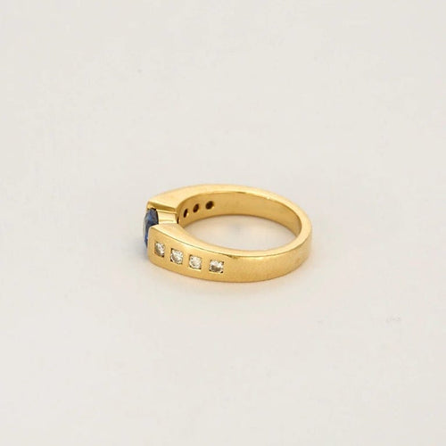 Bague 53.5 Bague jonc en or jaune 18 carats avec saphir et diamants 58 Facettes LP1224/10