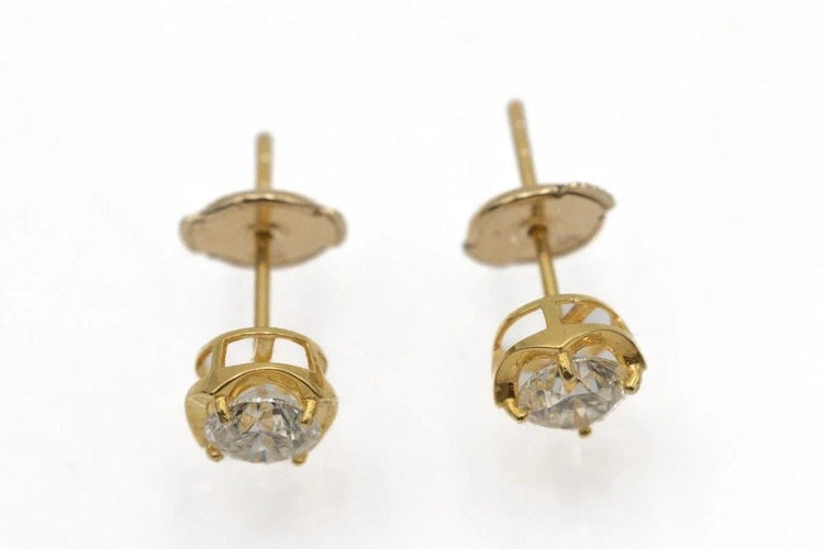 Bague Boucles d’oreilles solitaires en or jaune 18 carats et diamants 0,95 ct 58 Facettes 11833