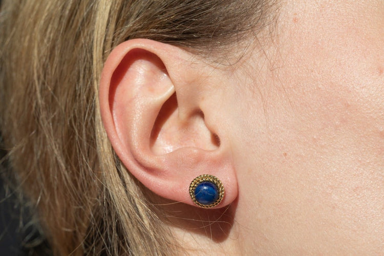 Boucles d'oreilles Boucles d'oreilles vintage en or jaune et lapis-lazuli 58 Facettes 11399