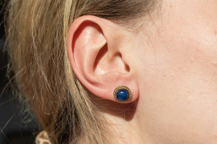 Boucles d'oreilles Boucles d'oreilles vintage en or jaune et lapis-lazuli 58 Facettes 11399