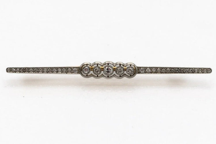 Broche Broche ancienne oblongue - Or jaune 18 carats, platine et diamants 58 Facettes 9232