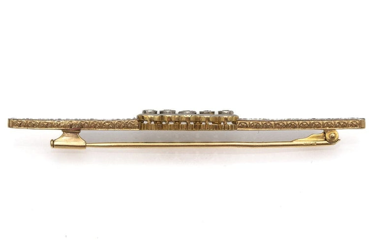 Broche Broche ancienne oblongue - Or jaune 18 carats, platine et diamants 58 Facettes 9232