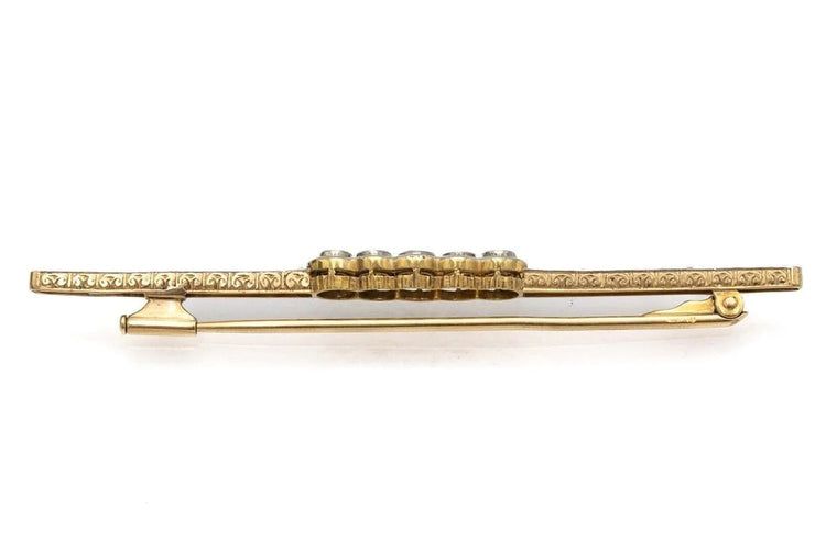 Broche Broche ancienne oblongue - Or jaune 18 carats, platine et diamants 58 Facettes 9232