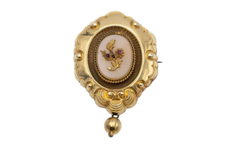 Broche Broche Biedermeier antique dorée (années 1840) 58 Facettes 9528C