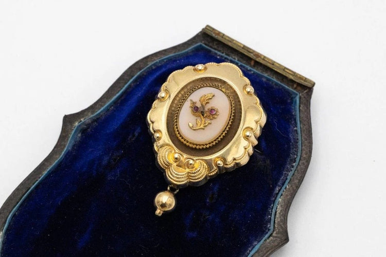 Broche Broche Biedermeier antique dorée (années 1840) 58 Facettes 9528C