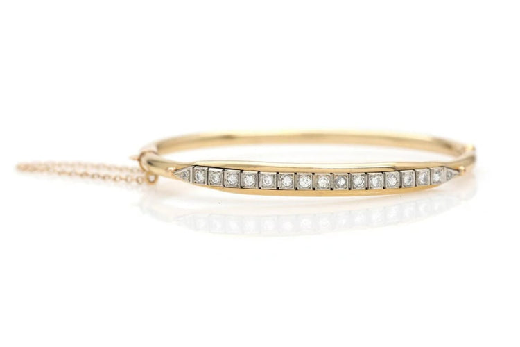 Bracelet Bracelet rigide ouvrant en or bicolore 14 carats et diamants 58 Facettes 10080