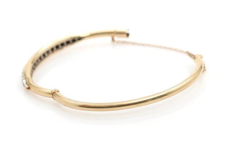 Bracelet Bracelet rigide ouvrant en or bicolore 14 carats et diamants 58 Facettes 10080