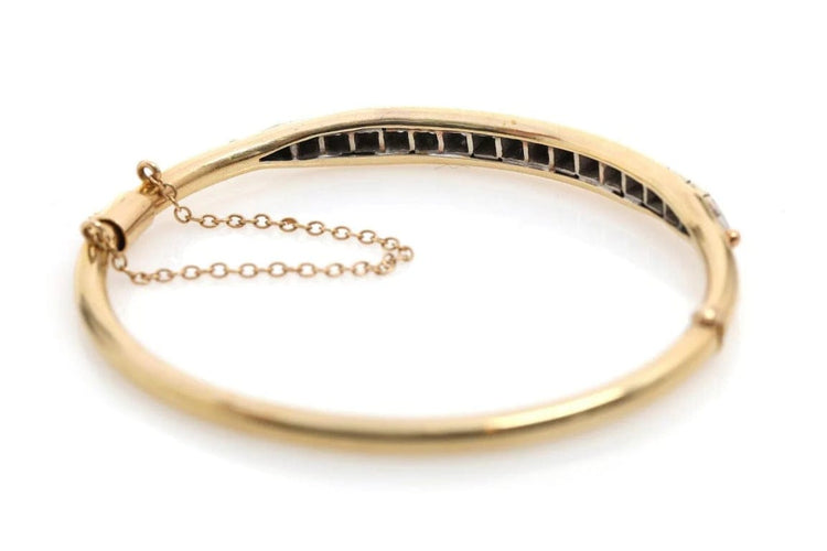 Bracelet Bracelet rigide ouvrant en or bicolore 14 carats et diamants 58 Facettes 10080