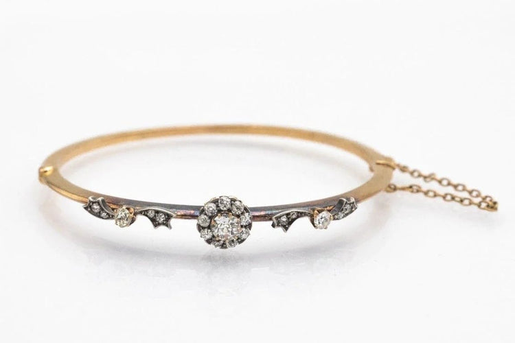 Bracelet Bracelet ancien en or jaune et argent avec diamants 1,40 ct 58 Facettes 10273