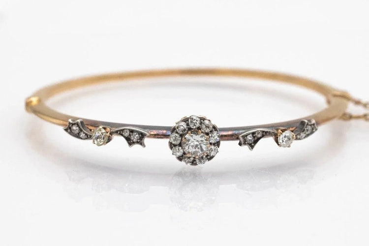 Bracelet Bracelet ancien en or jaune et argent avec diamants 1,40 ct 58 Facettes 10273