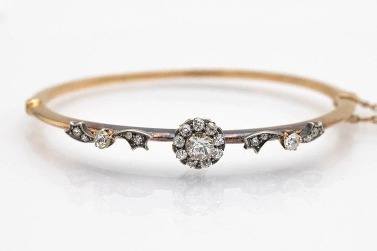 Bracelet Bracelet ancien en or jaune et argent avec diamants 1,40 ct 58 Facettes 10273