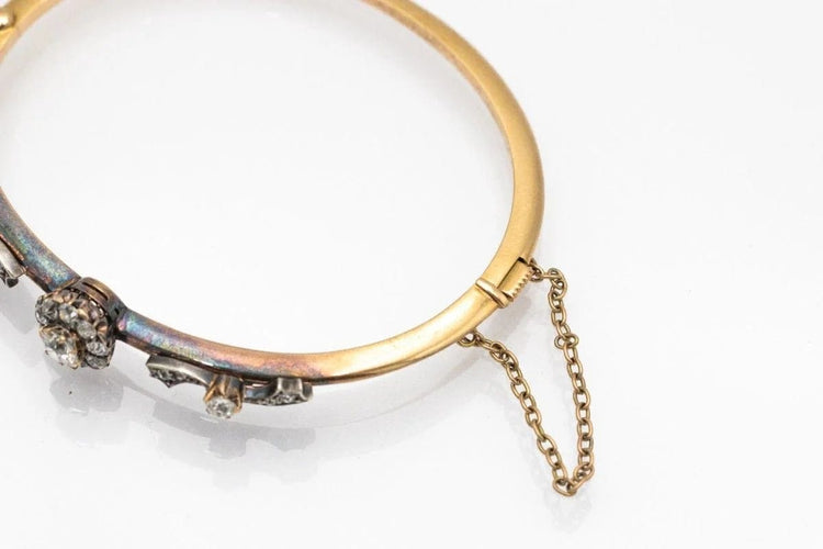 Bracelet Bracelet ancien en or jaune et argent avec diamants 1,40 ct 58 Facettes 10273