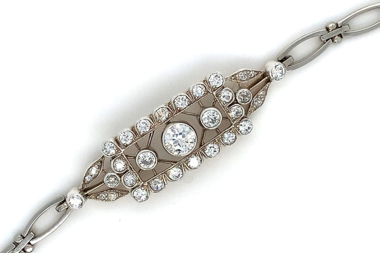 Bracelet Bracelet Art déco en or et argent avec diamants 3,00 ct 58 Facettes 10719