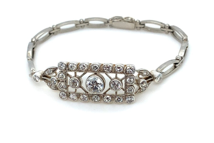 Bracelet Bracelet Art déco en or et argent avec diamants 3,00 ct 58 Facettes 10719