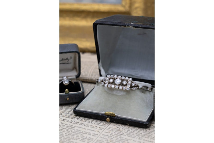 Bracelet Bracelet Art déco en or et argent avec diamants 3,00 ct 58 Facettes 10719