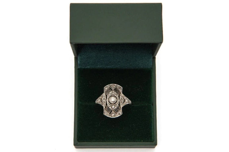 Bague 57 Bague Art déco en or jaune 18 carats et platine avec diamants 58 Facettes 9436