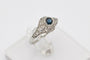 Bague 54 Bague en or blanc 750 avec saphir bleu, milieu du XXe siècle 58 Facettes TP10