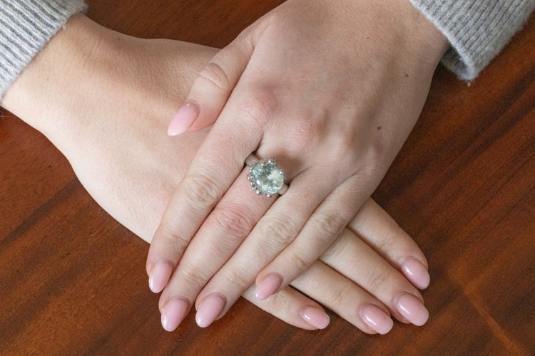 Bague 57 Charlotte Lynggaard - Bague en or blanc avec aigue-marine et diamants 58 Facettes 9629