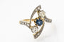 Bague 53 Bague ancienne en or jaune 18 carats avec saphir et diamants 58 Facettes 10349