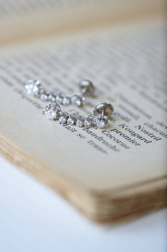Boucles d'oreilles Art Déco - Boucles d'oreilles en or blanc diamants 58 Facettes
