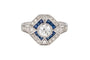 Bague 53 Bague Art déco en or blanc 14 carats avec diamants et saphirs 58 Facettes 10488