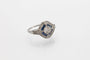 Bague 53 Bague Art déco en or blanc 14 carats avec diamants et saphirs 58 Facettes 10488