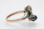 Bague Bague Toi et Moi - Diamants et saphir cabochon en or jaune 14 carats 58 Facettes 10814