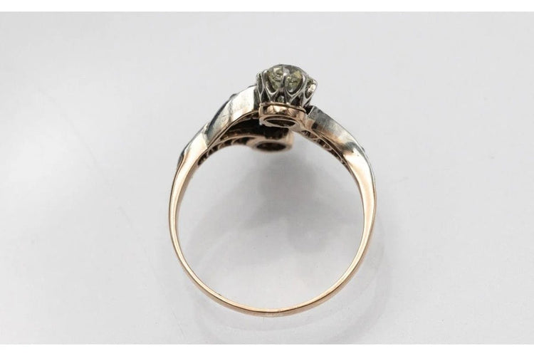 Bague Bague Toi et Moi - Diamants et saphir cabochon en or jaune 14 carats 58 Facettes 10814