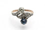 Bague Bague Toi et Moi - Diamants et saphir cabochon en or jaune 14 carats 58 Facettes 10814