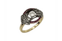 Bague 56 Bague Art déco en or jaune, diamants et rubis synthétiques roses 58 Facettes 9335
