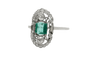 Bague 58 Bague Art déco en or blanc 18 carats avec diamants et émeraude 58 Facettes 10969