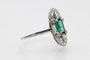Bague 58 Bague Art déco en or blanc 18 carats avec diamants et émeraude 58 Facettes 10969