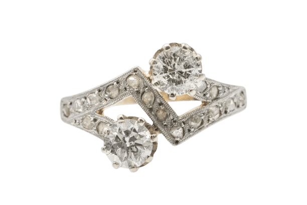 Bague 57 Toi et Moi - Bague en or blanc et jaune avec diamants 58 Facettes 11220