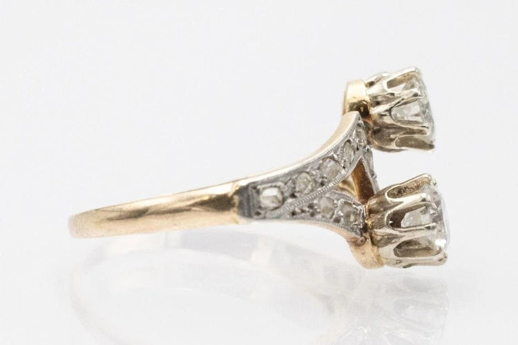 Bague 57 Toi et Moi - Bague en or blanc et jaune avec diamants 58 Facettes 11220
