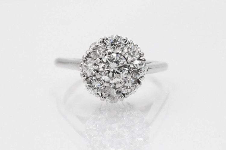 Bague 55 Bague fleur en or blanc et platine sertie de diamants 58 Facettes 11263