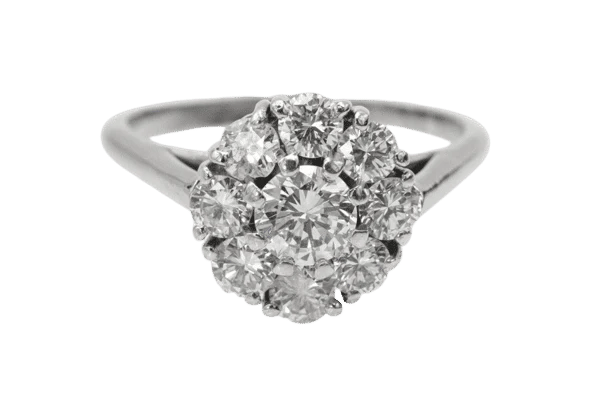 Bague 55 Bague fleur en or blanc et platine sertie de diamants 58 Facettes 11263