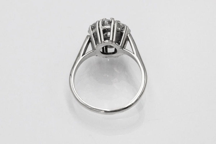 Bague 55 Bague fleur en or blanc et platine sertie de diamants 58 Facettes 11263