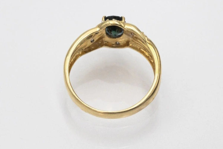 Bague 55 Bague vintage française en or jaune, saphir et diamants 58 Facettes 11258