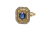 Bague 53 Bague en or jaune avec saphir ovale et diamants 58 Facettes 11262