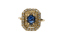 Bague 53 Bague en or jaune avec saphir ovale et diamants 58 Facettes 11262