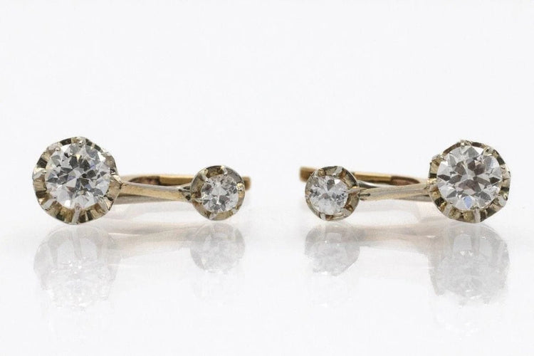 Boucles d'oreilles Boucles d'oreilles en or jaune 14k avec diamants 1,30 ct 58 Facettes 11573
