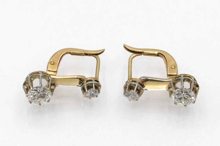 Boucles d'oreilles Boucles d'oreilles en or jaune 14k avec diamants 1,30 ct 58 Facettes 11573