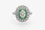 Bague 52 Bague en platine avec diamants et émeraudes 58 Facettes 11080