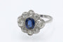 Bague Bague ancienne ovale en or blanc 18 carats, saphir et diamants 58 Facettes 11482