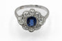 Bague Bague ancienne ovale en or blanc 18 carats, saphir et diamants 58 Facettes 11482
