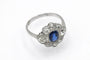 Bague Bague ancienne ovale en or blanc 18 carats, saphir et diamants 58 Facettes 11482
