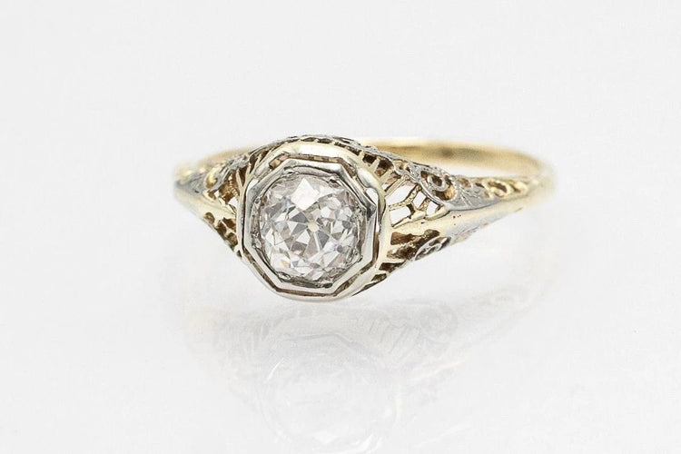 Bague 56 Bague solitaire ancienne en or 18 carats et diamant 0,75 ct 58 Facettes 11153